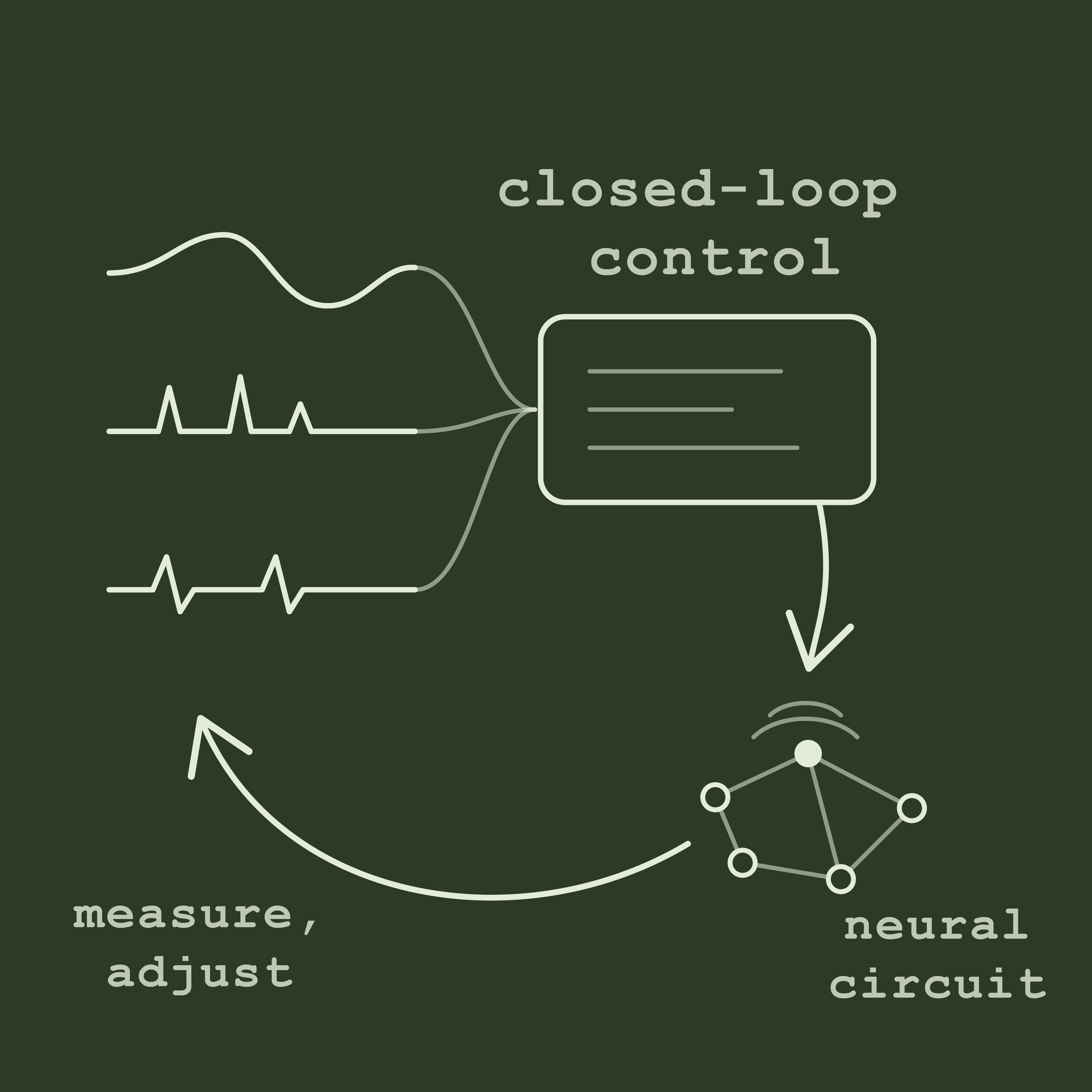 A closed-loop device senses behavioural, neural and physiological signals and modulates a neural circuit in response